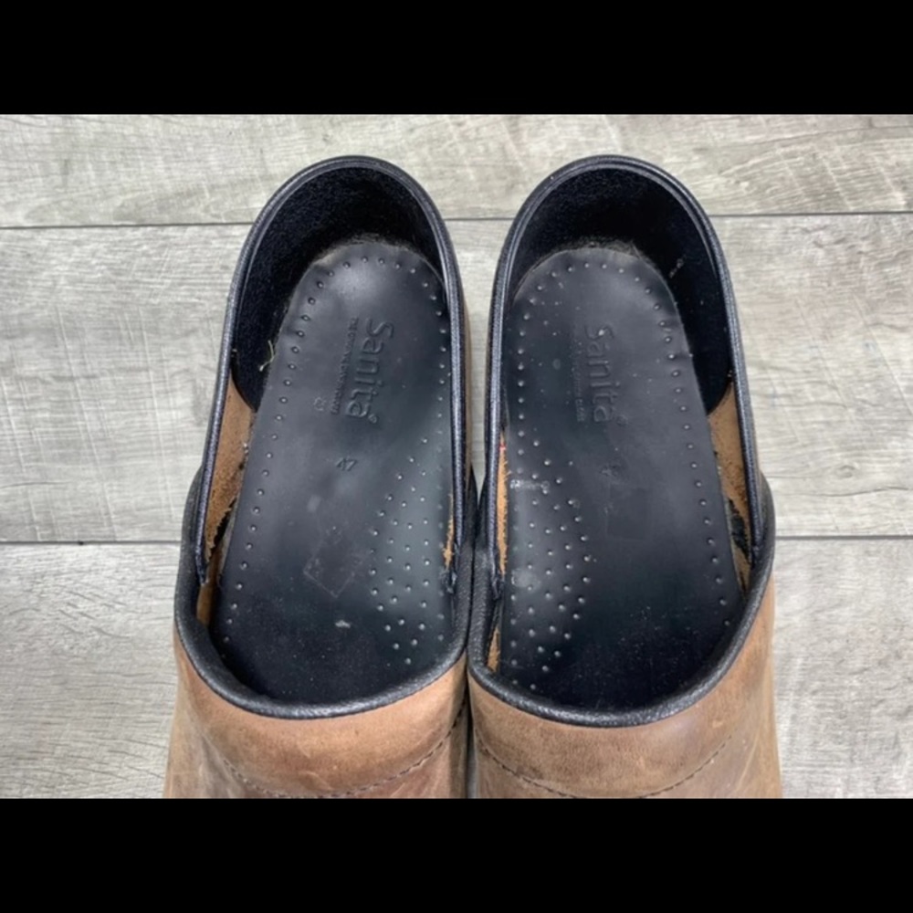 Sanita Professional Men's Distressed Leather Mules Shoes Clogs Size 13 US 47 EU - Picture 7 of 9